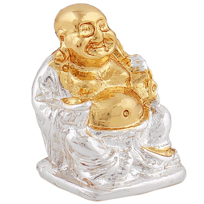 Estele Gold & Rhodium Plated Decorative Laughing Buddha Idol