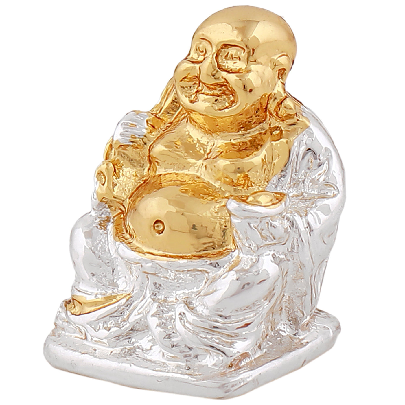 Estele Gold & Rhodium Plated Decorative Laughing Buddha Idol