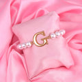 Estele Rose Gold Plated Glowing "G" Letter Pearl Bracelet for Women