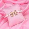 Estele Rose Gold Plated Magnificent "M" Letter Pearl Bracelet for Women