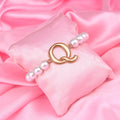 Estele Rose Gold Plated Quirky "Q" Letter Pearl Bracelet for Women