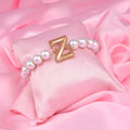Estele Rose Gold Plated Zesty "Z" Letter Pearl Bracelet for Women