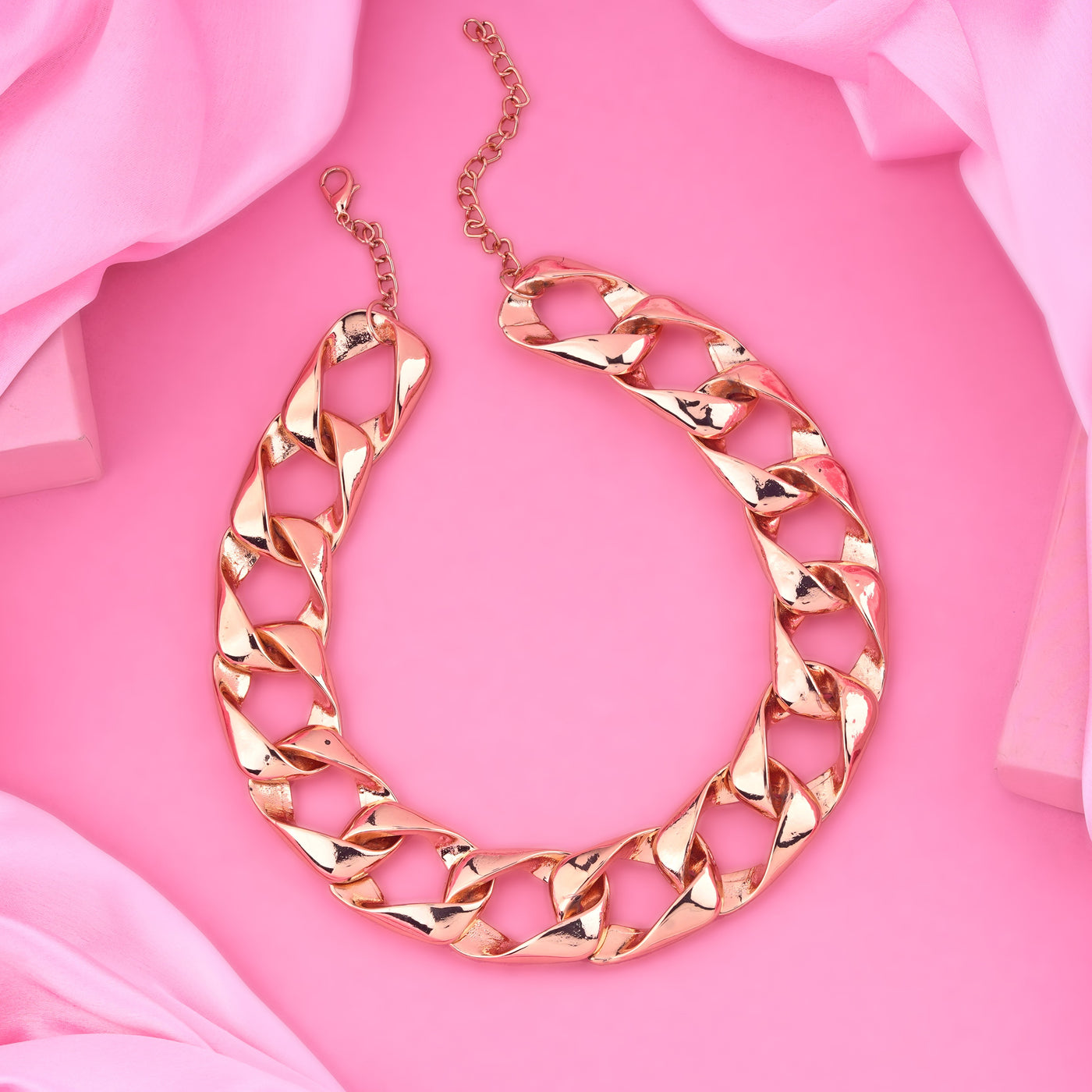 Estele Rose Gold Plated Cuban Necklace for Women/ Men