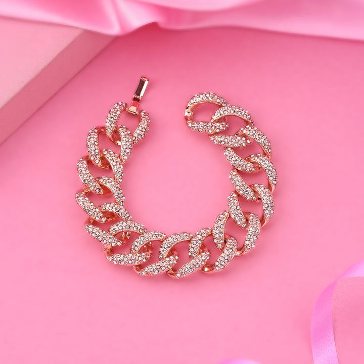 Estele Rose Gold Plated Exquisite Cuban Bracelet for Women