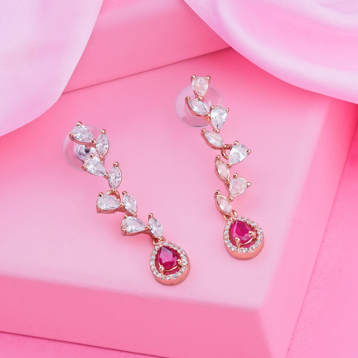 Estele Rose Gold Plated CZ Exquisite Earrings for Women