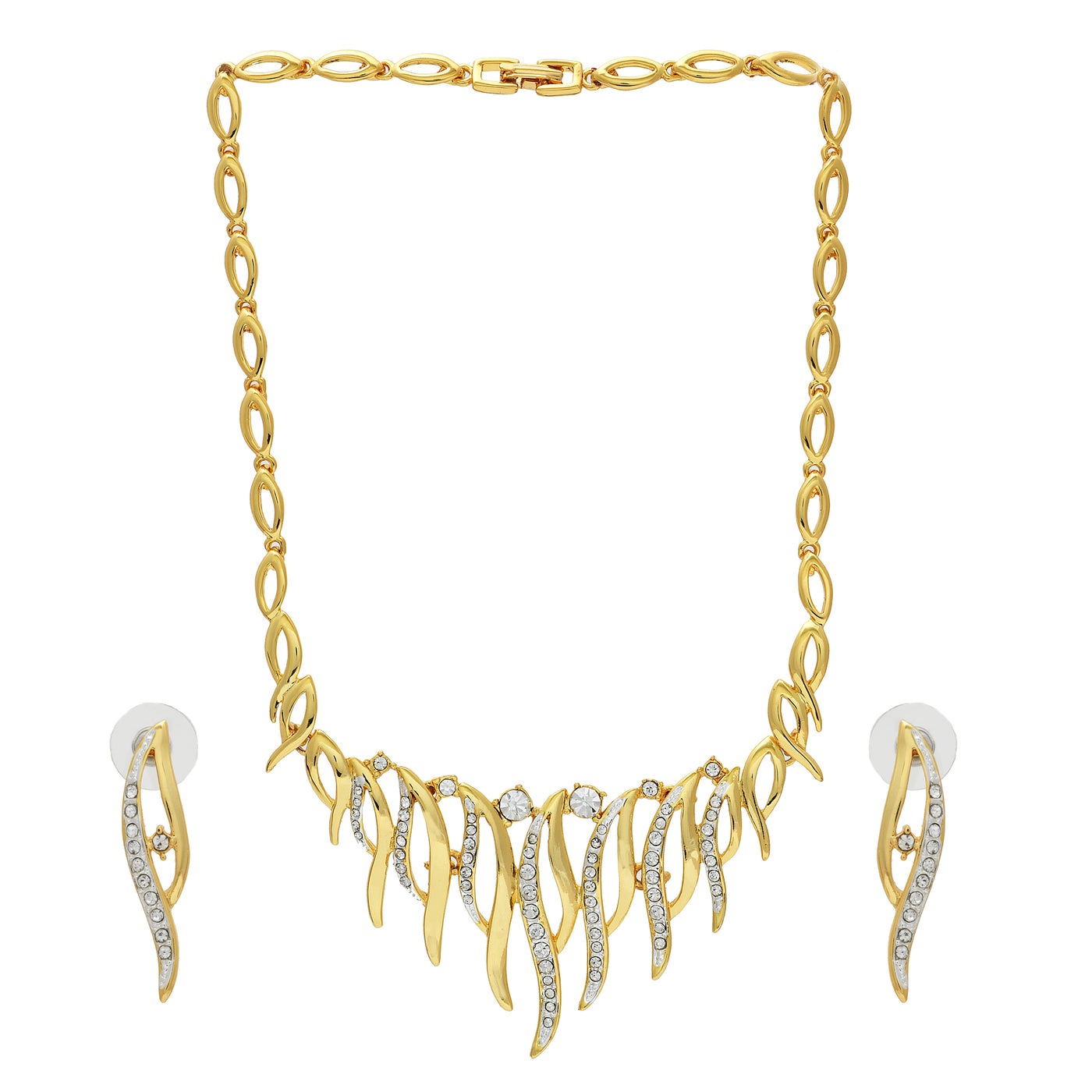 Estele - Modern Gold and Silver Plated Flaming passion Necklace Set