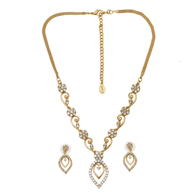 Estele Gold Plated American Diamond CZ Freesia Necklace for Women