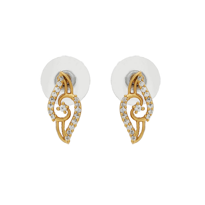 Stylish Matt Gold plated American Diamond CZ Banded Tulip Necklace