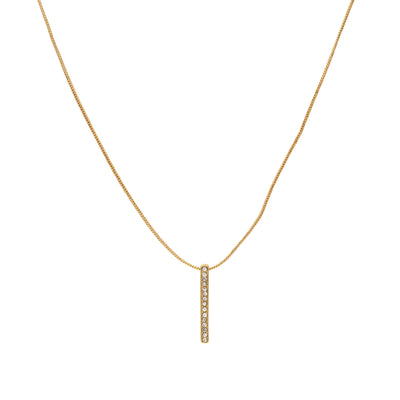 Stylish Gold Plated Crystal Bar Pendant with chain