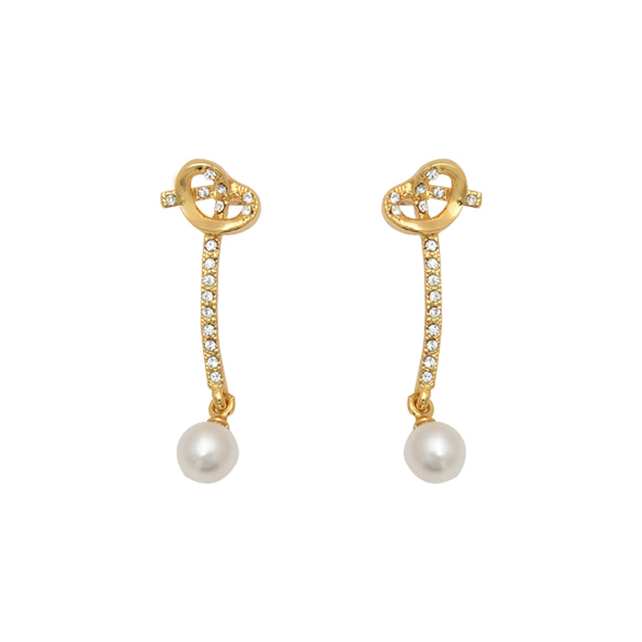 Estele Gold Plated Beautiful Bowline Necklace Set with Pearl for Women