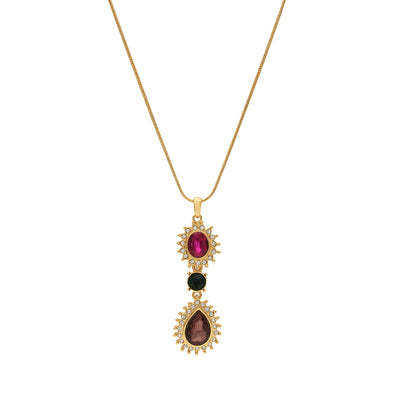 Stylish Gold Plated Sparkling Austrian crystal drop Necklace