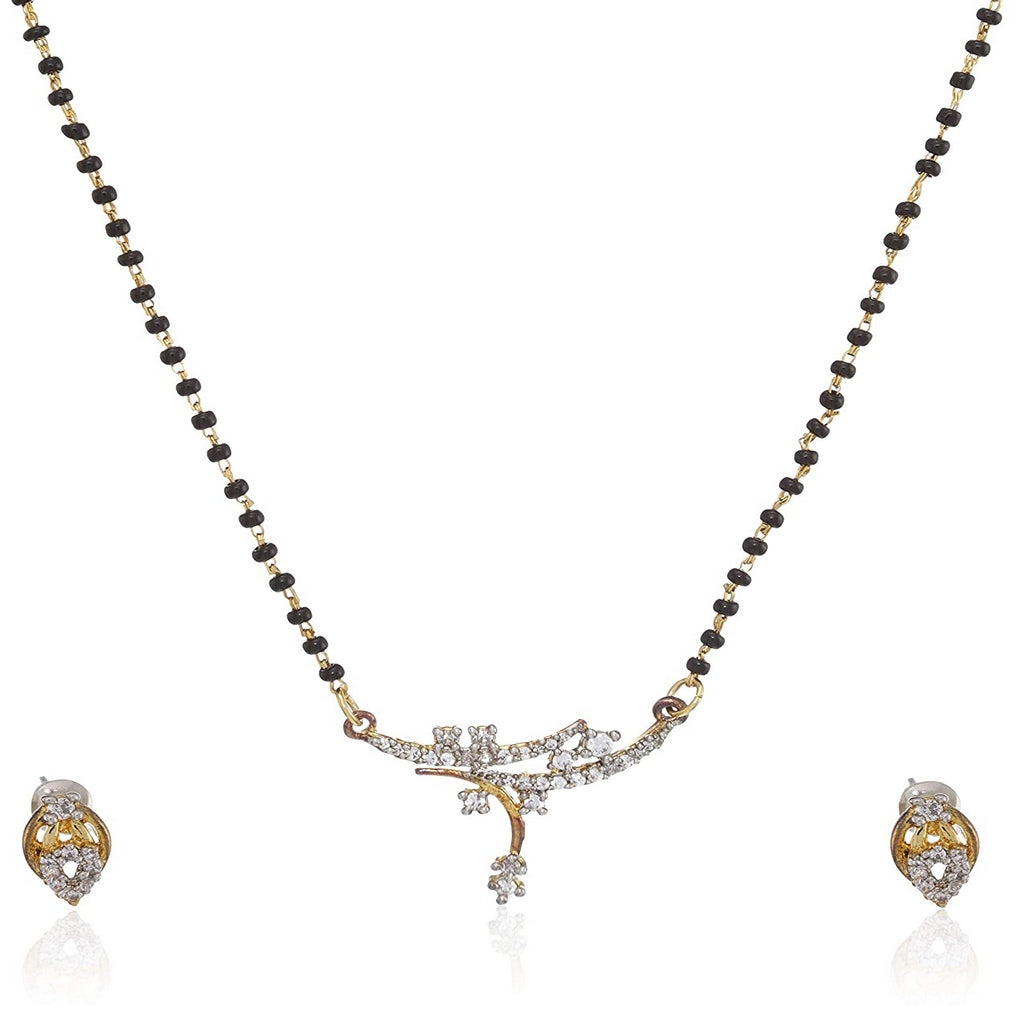 Estele 24 Kt Gold Plated Abstract Mangalsutra Necklace Set