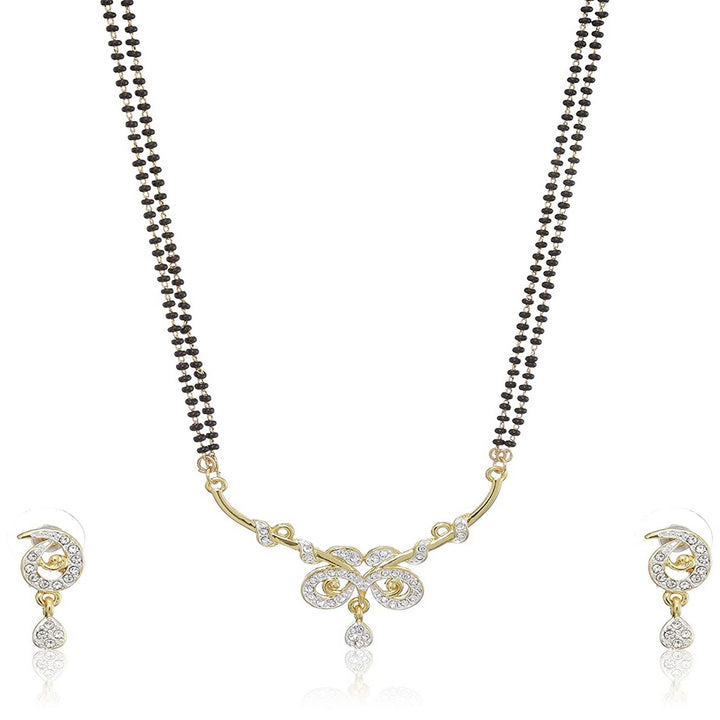 Estele 24 Kt Gold and Silver Plated Butterfly Double Line Mangalsutra Necklaces