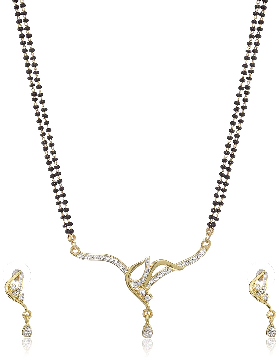 Estele 24 Kt Gold and Silver Plated Together Double Line Mangalsutra Necklaces