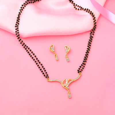 Estele 24 Kt Gold and Silver Plated Together Double Line Mangalsutra Necklaces