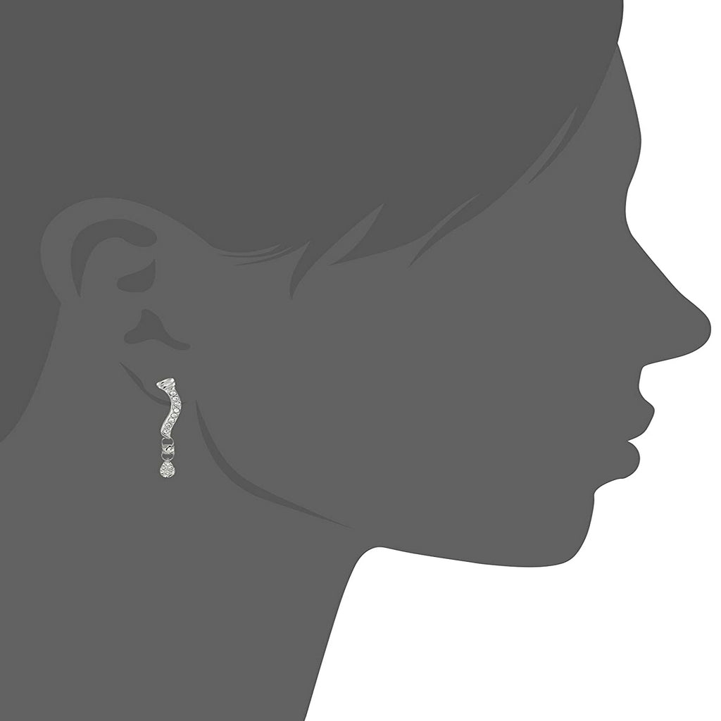 Estele Silver Plated Crystal Boomerang Drop Earrings for women