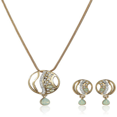 Estele - Gold Plated fancy pendant set with Austrian crystals and Mint Stones