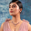 Estele Rose Gold Plated CZ Marquise Star Necklace Set for Women