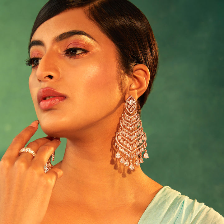 Estele Rose Gold Plated CZ Fascinating Earrings for Women