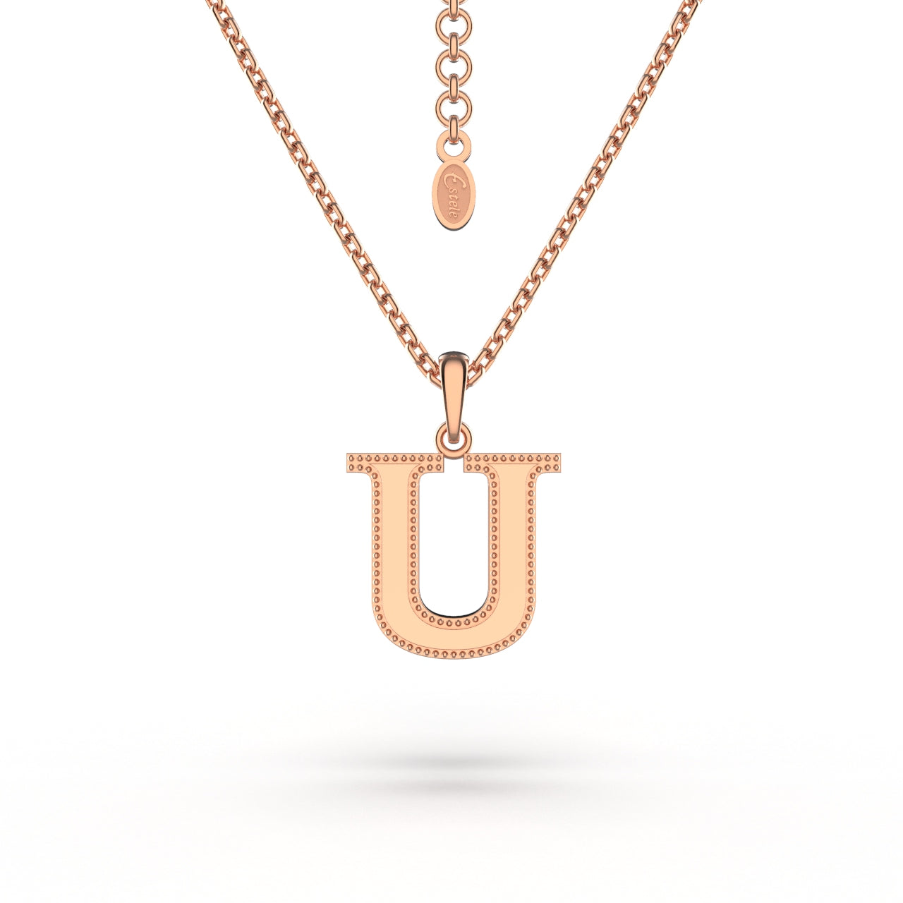 Estele Rosegold Plated "U" Letter Charm Pendant for Women / Girls