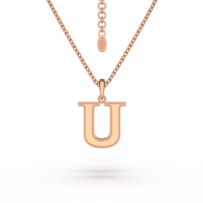 Estele Rosegold Plated "U" Letter Charm Pendant for Women / Girls