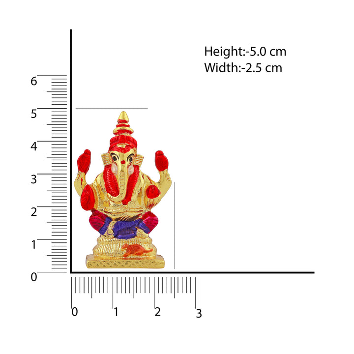 Estele Gold Plated Lord Ganesh Idol with Multi-color Enamel