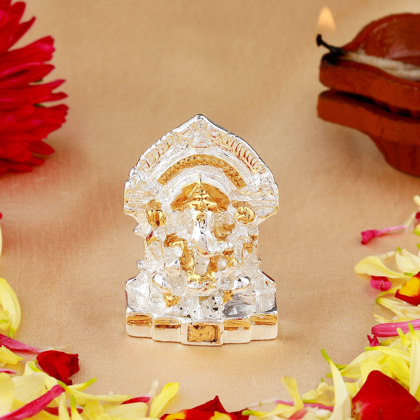 Estele Gold & Rhodium Plated Divine Ganesh Idol