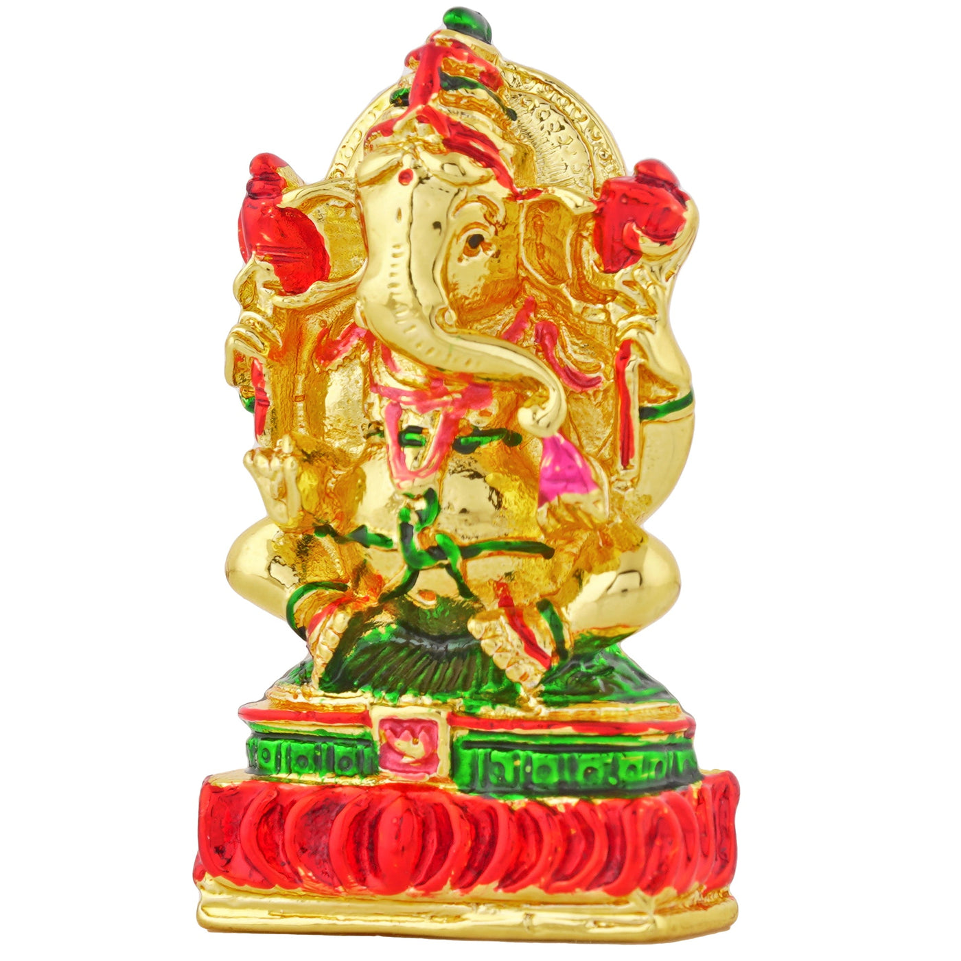 Estele Gold Plated Divine Ganesha with Multi Color Enamel Idol