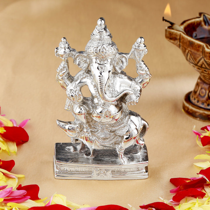Estele Rhodium Plated Lord Ganesha Idol