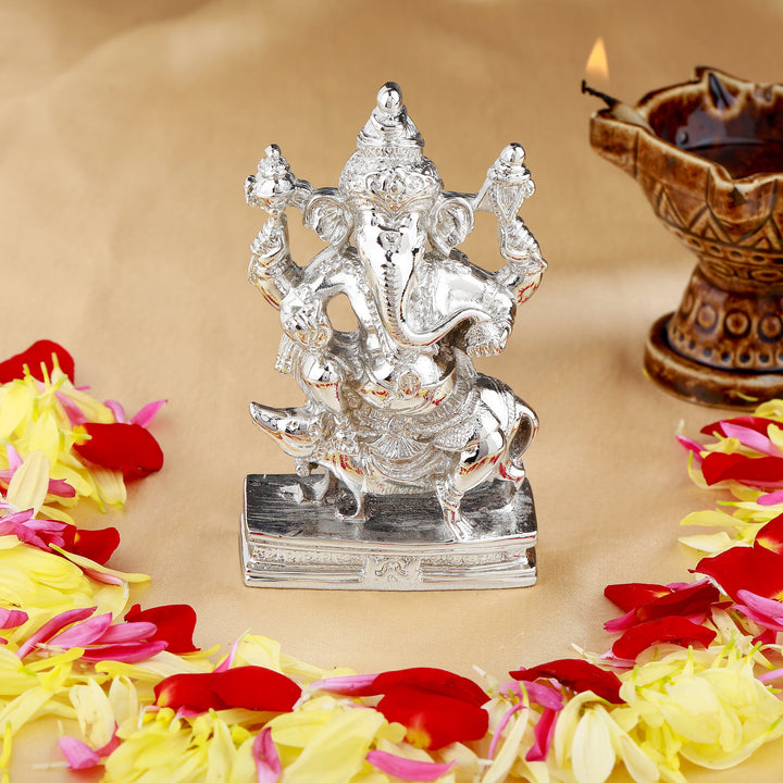 Estele Rhodium Plated Lord Ganesha Idol