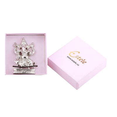 Estele Rhodium Plated Lord Ganesha Idol