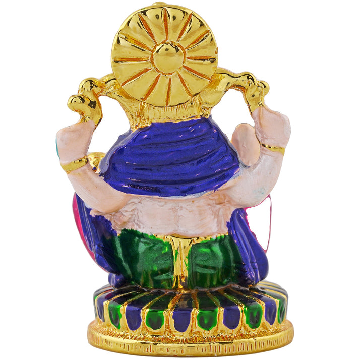 Estele Gold Plated Divine Ganesha with Multi Color Enamel Idol
