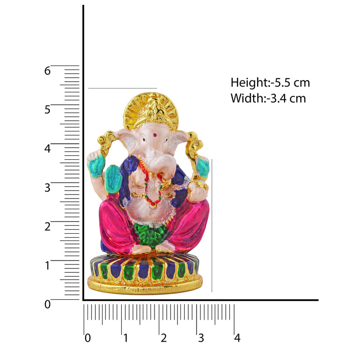Estele Gold Plated Divine Ganesha with Multi Color Enamel Idol