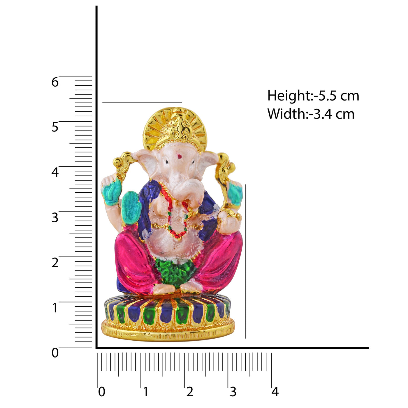 Estele Gold Plated Divine Ganesha with Multi Color Enamel Idol