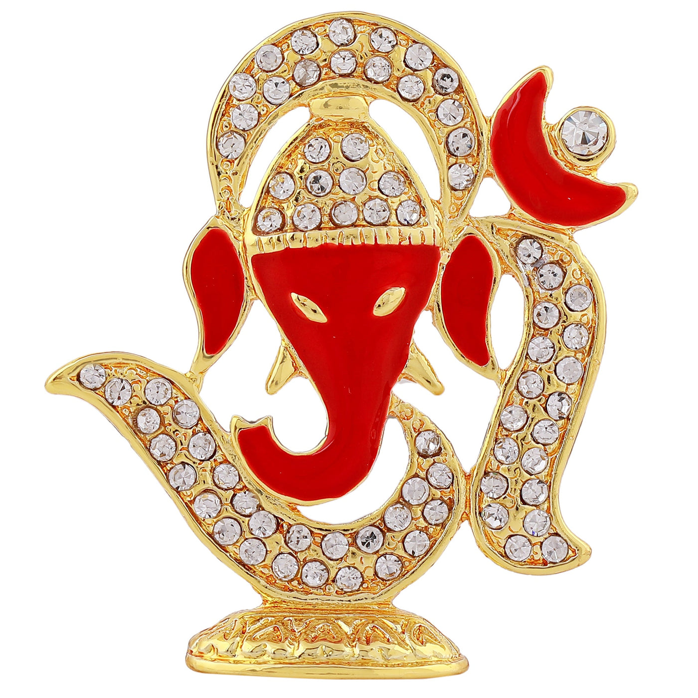 Estele Gold Plated Lord Ganesha with Om Idol with Enamel