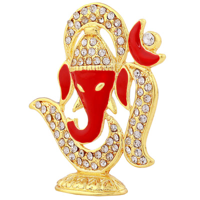 Estele Gold Plated Lord Ganesha with Om Idol with Enamel