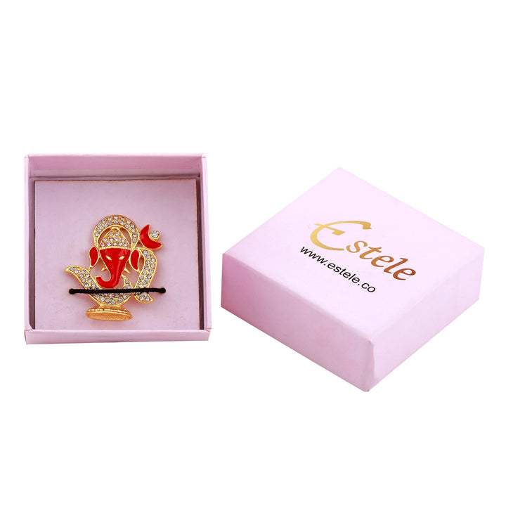 Estele Gold Plated Lord Ganesha with Om Idol with Enamel