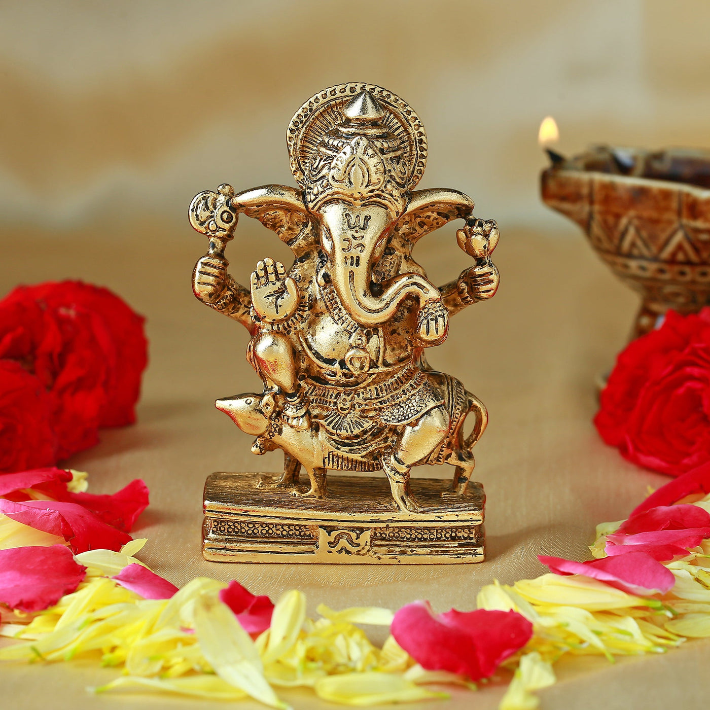 Estele Gold Plated Spiritual Lord Ganesh Idol