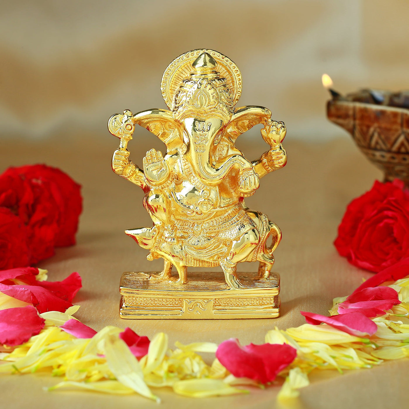 Estele Gold Plated Spiritual Lord Ganesh Idol