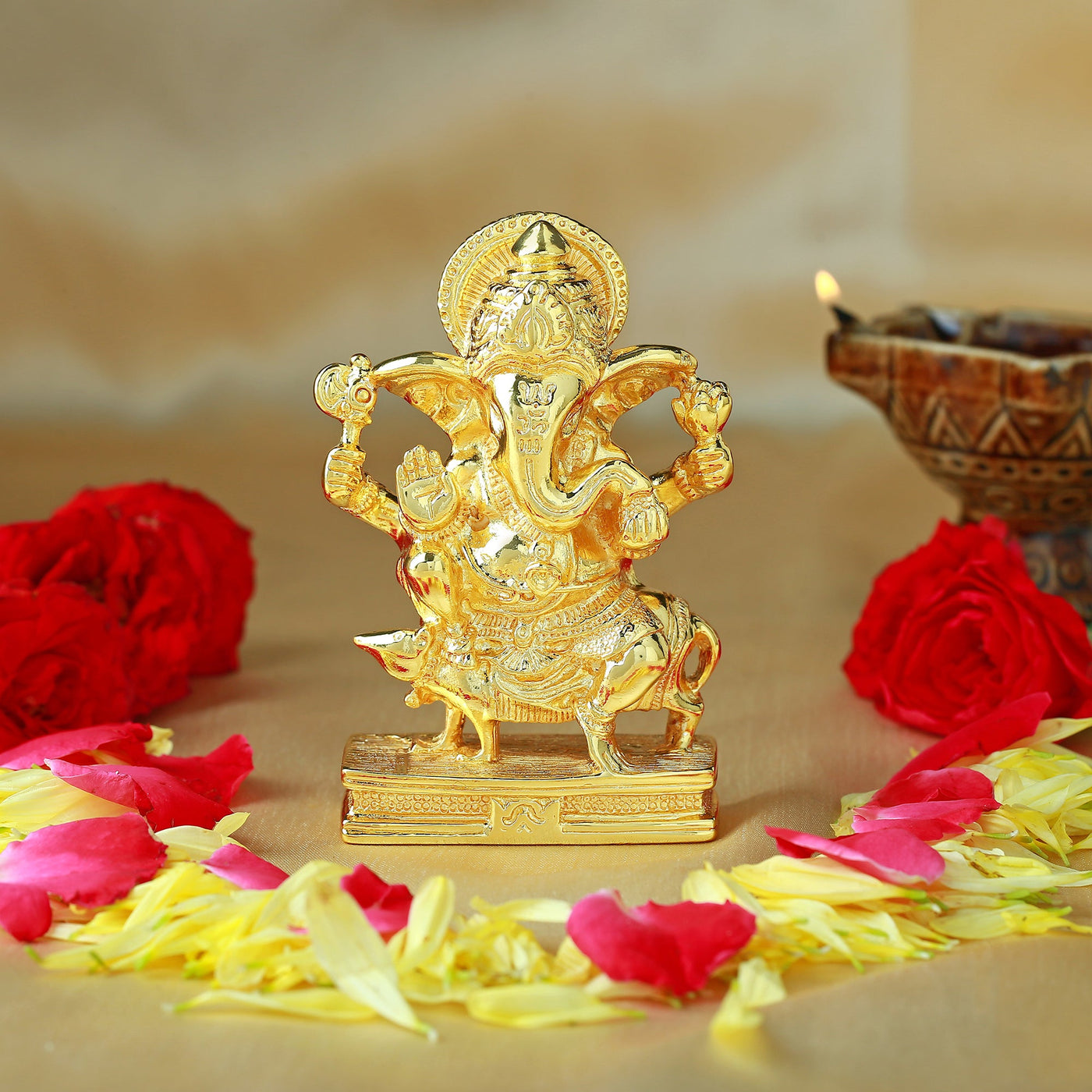 Estele Gold Plated Spiritual Lord Ganesh Idol