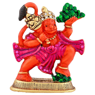 Estele Gold Plated Hanuman Ji with Multi-Color Enamel Idol