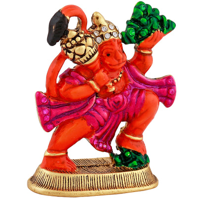 Estele Gold Plated Hanuman Ji with Multi-Color Enamel Idol