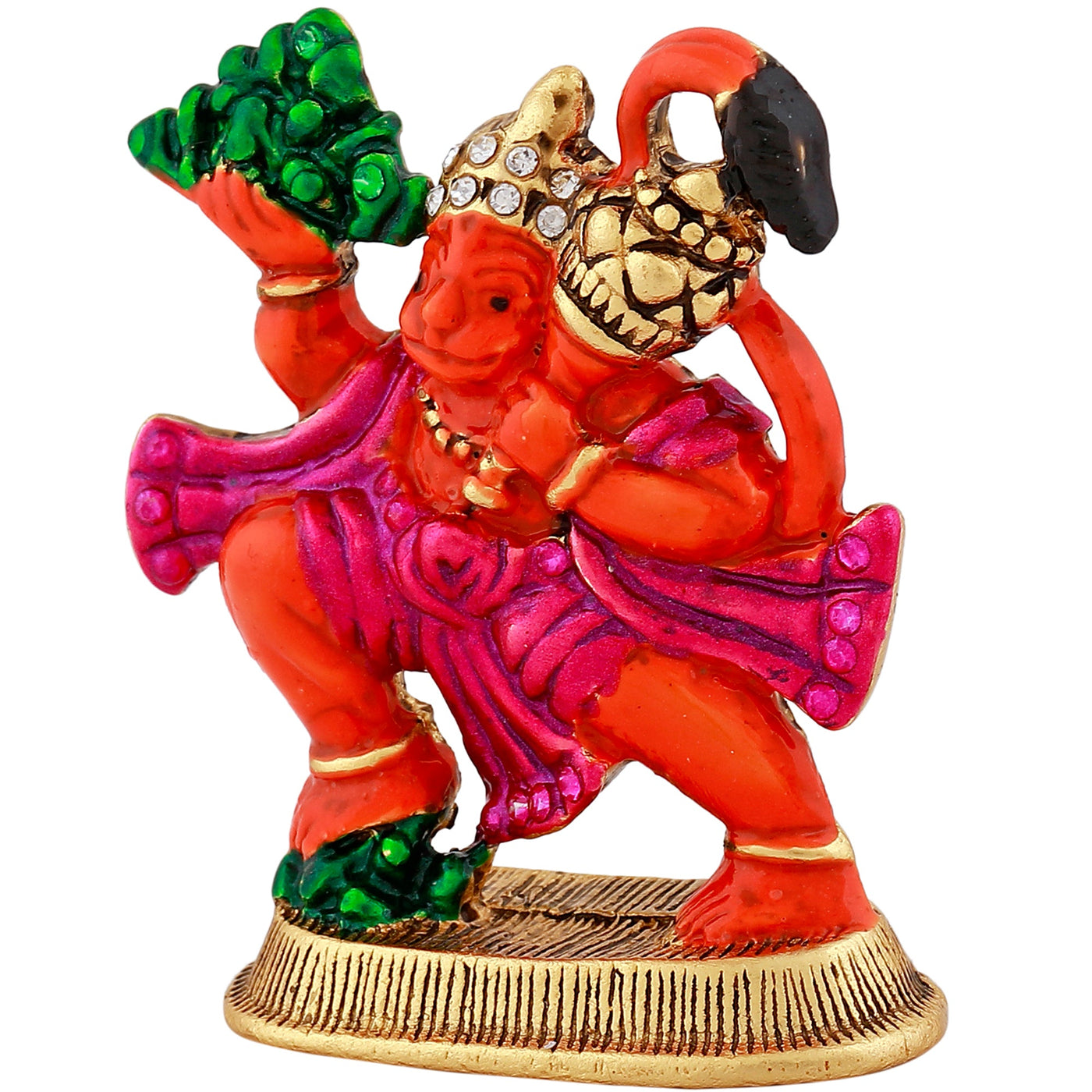 Estele Gold Plated Hanuman Ji with Multi-Color Enamel Idol