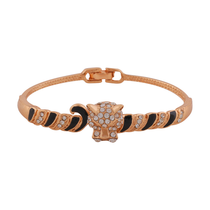Estele Rose Gold Plated Tiger Designer Bracelet with Enamel & Austrian Crystal for Women
