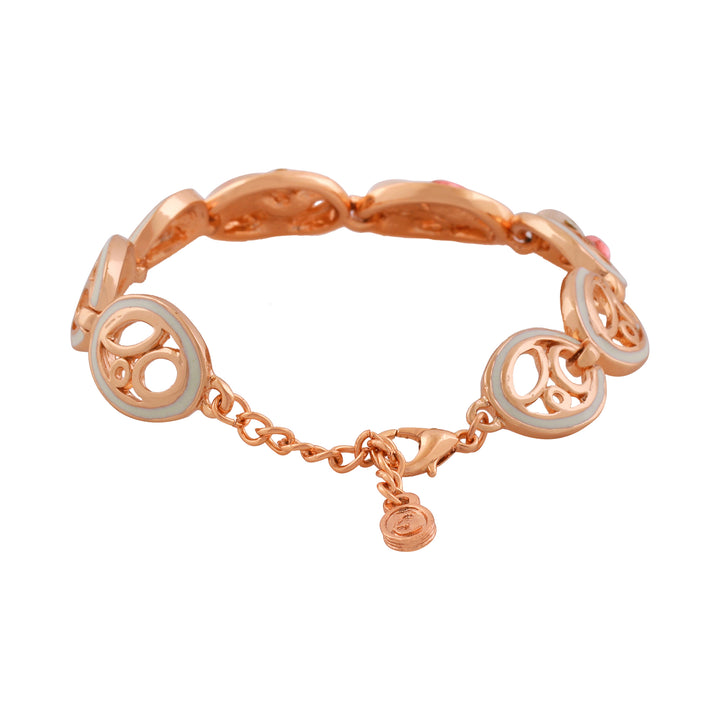 Estele rose gold plated Pink And White Stone Bracelet for women