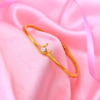 Gold Plated White Stone Bangle Bracelet For Womens