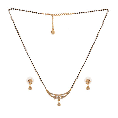 Estele 24 Kt Gold Plated Three Star Mangalsutra Necklace Set