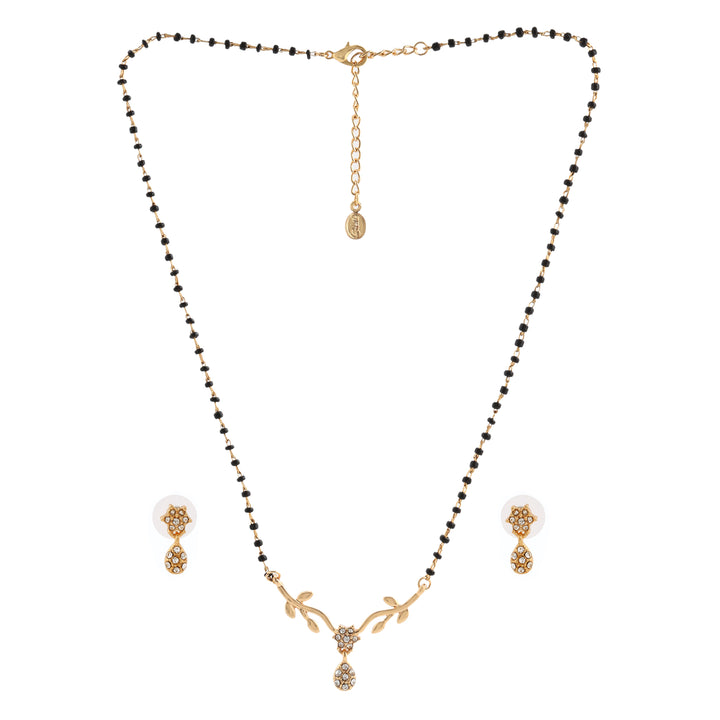 Estele Gold Plated Flower Drop Mangalsutra Necklace Set for Women