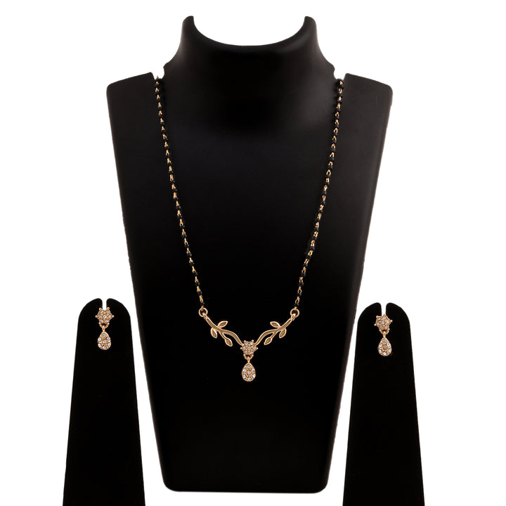 Estele Gold Plated Flower Drop Mangalsutra Necklace Set for Women