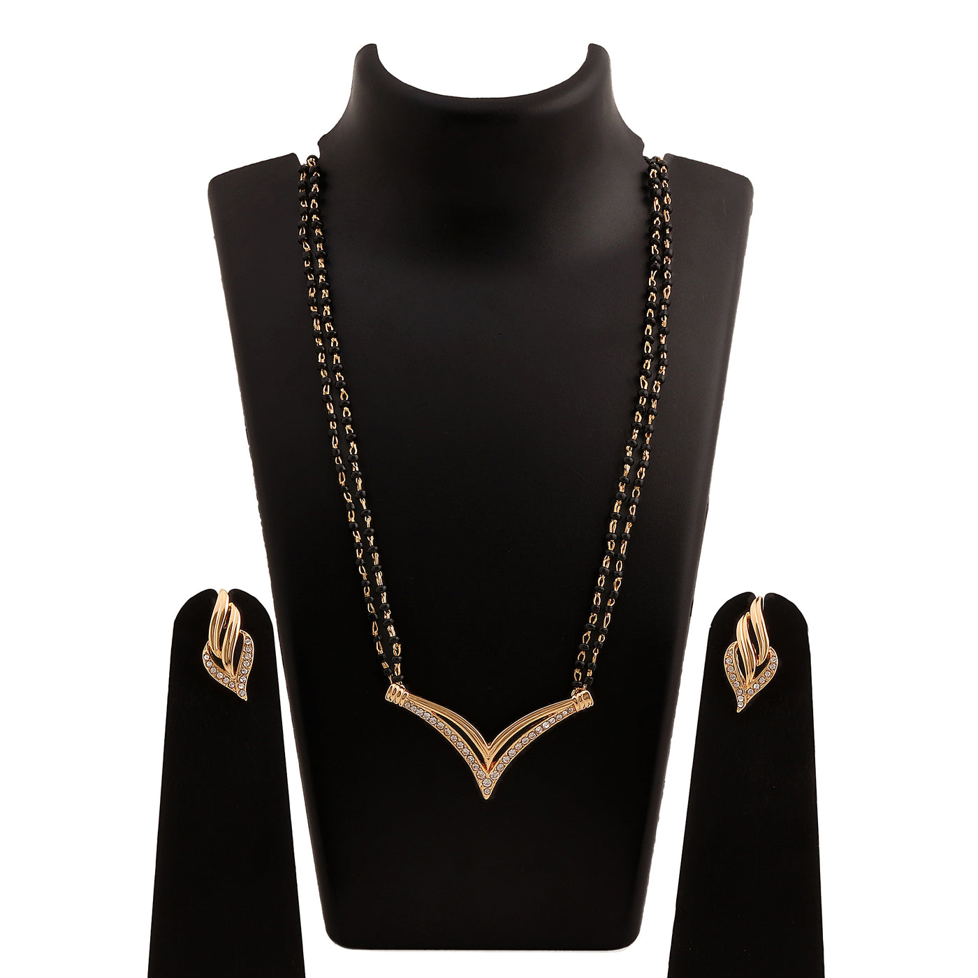 Estele Gold & Rhodium Plated Flighting Mangalsutra Necklace Set with Crystals for Women